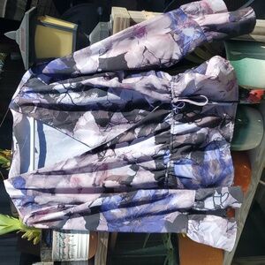 Womens Bar III Abstract Floral Wrap Blouse - Purple and Black